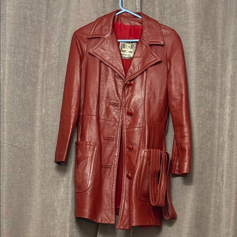 Women’s Leather Coat - Maroon